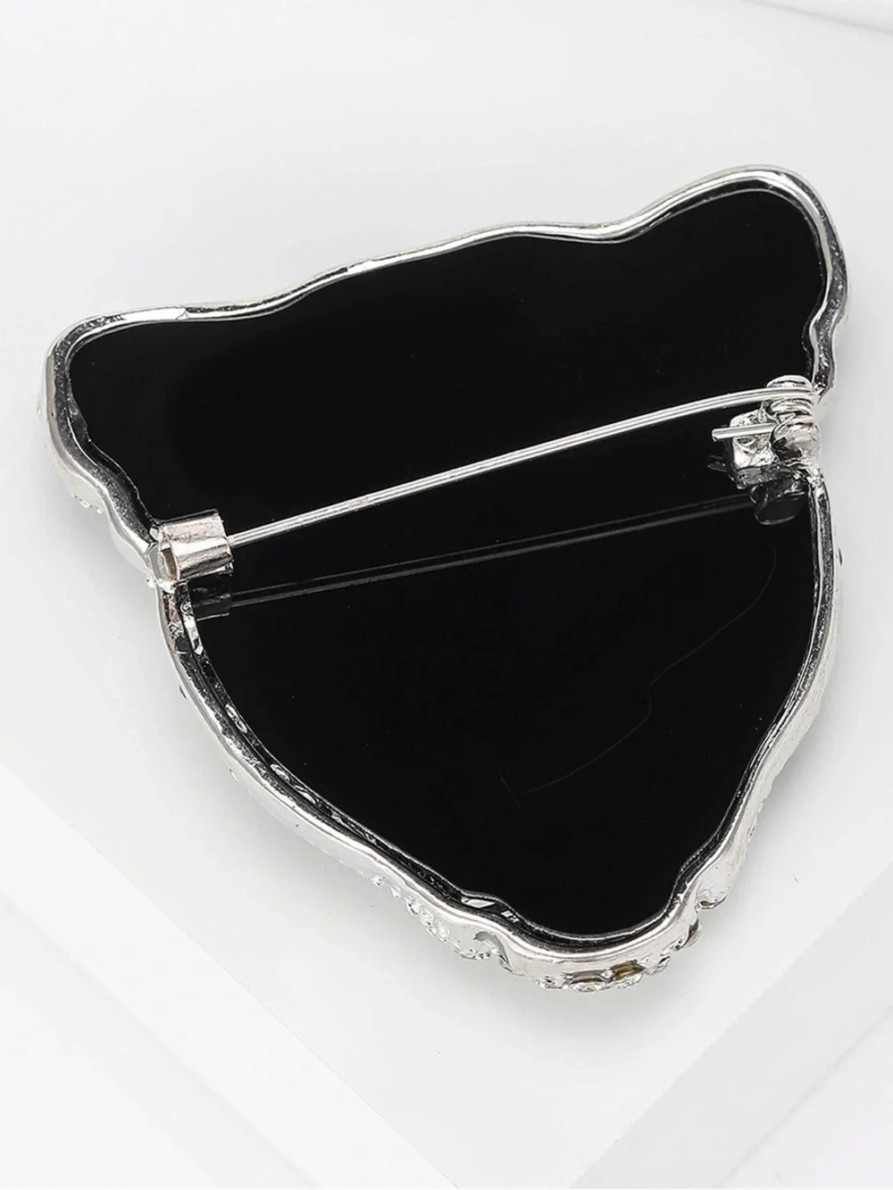 Black Leopard Head Brooch Pin – Rhinestone Crystal Big Cat Statement Jewelry